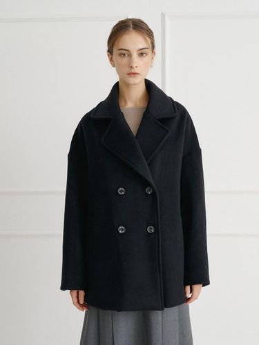 Double wool coat black [T44] - bibyseob - Modalova