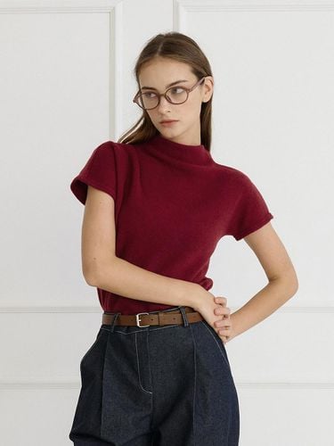 Cozy Two Tuck Mock Turtleneck T-shirt_Burgundy - bibyseob - Modalova