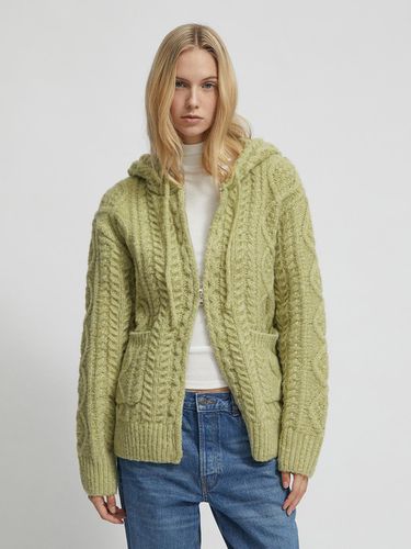 Wool brush cable two-way hooded knitwear zip-up_gr - LADYVOLUME - Modalova