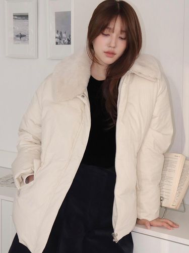 Detachable collar down jacket - Cream - BEMUSE MANSION - Modalova