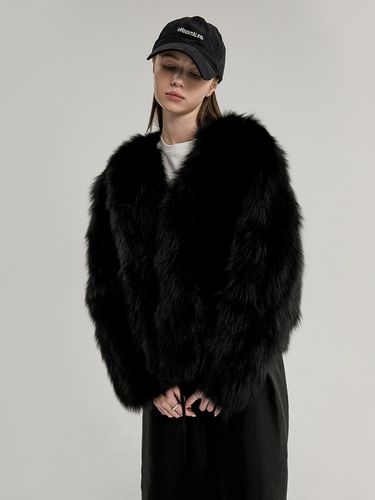 V Neck Fur Jacket - SY2C - Modalova