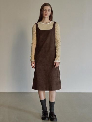 Suede sleeveless dress - Dark brown - BEMUSE MANSION - Modalova