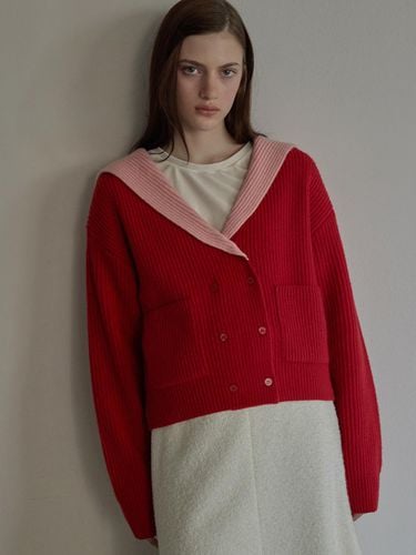 Sailor collar double cardigan - Red - BEMUSE MANSION - Modalova