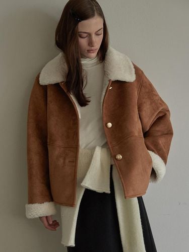 Gold button shearling jacket - BEMUSE MANSION - Modalova