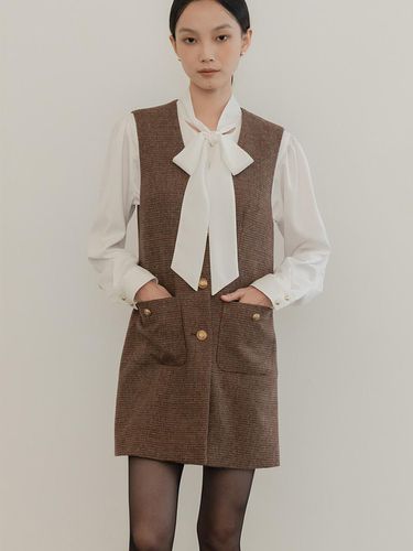 WOOL CHECK TWEED VEST DRESS - DEFEMME - Modalova