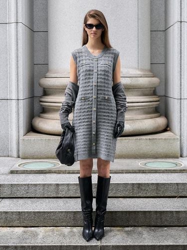 Tweed Round Knit Dress - RENEJ - Modalova