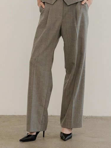 WOOL GLEN HERRINGBONE WIDE ONETUCK PANTS - DEFEMME - Modalova