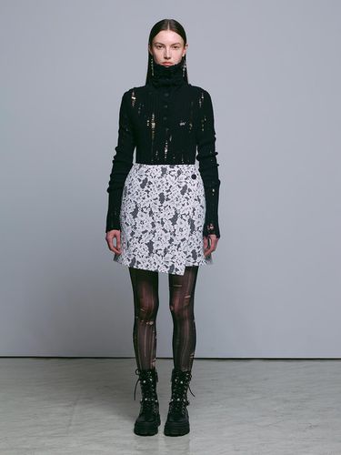 BLACK LACE SKIN WRAP SKIRT - MUNN - Modalova