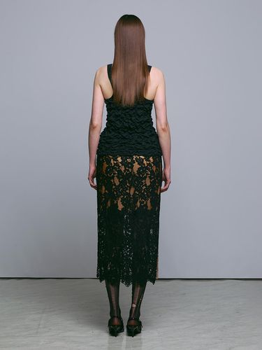 BLACK LACE SKIN MIDI SKIRT - MUNN - Modalova