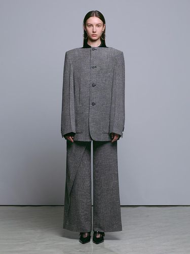 GREY TWEED ASYMMETRIC WRAP PANTS - MUNN - Modalova