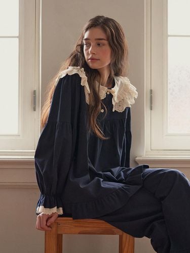 Agnes long-sleeve two-piece Pajamas_navy (30'S) - ULLALA PAJAMAS - Modalova