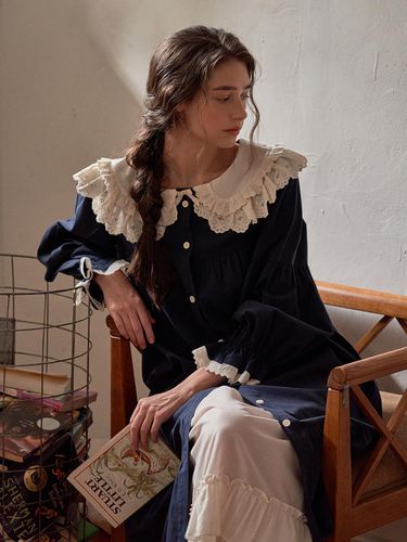 Agnes Long-Sleeved dress_Navy (30'S) - ULLALA PAJAMAS - Modalova