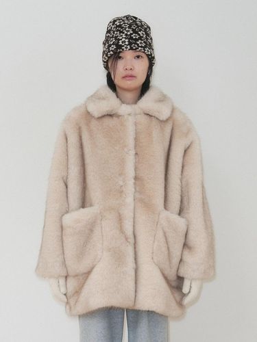 MIXED FUR HALF COAT, BEIGE - FUNFROMFUN - Modalova