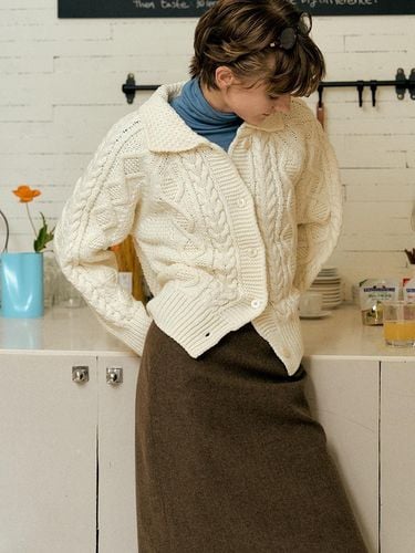 Maya cable knit cardigan (Ivory) - RAPHAEL - Modalova