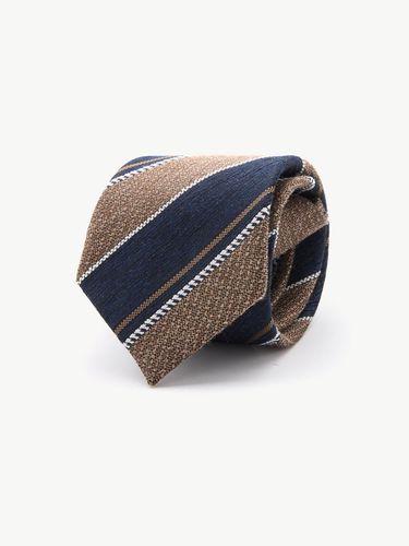 Navy Block Stripe Tie Beige - STCO - Modalova