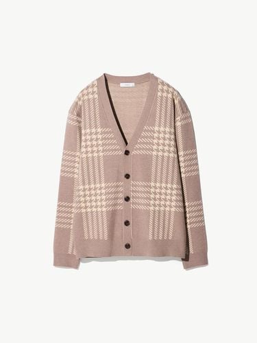 Anti-filling_Y neck checkered cardigan beige - STCO - Modalova