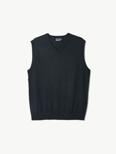 BLACK LABEL] Washable V Neck Knitwear Vest Black - STCO - Modalova