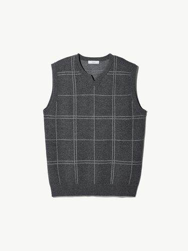 Washable_Notched Check Vest Charcoal - STCO - Modalova