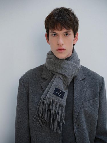 UNISEX FRINGED CASHMERE MUFFLER MELANGE GREY_M_UDM - Dunst for MEN - Modalova