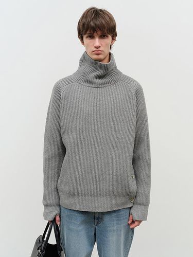 UNISEX BUTTONED TURTLENECK SWEATER MELANGE GREY_M_ - Dunst for MEN - Modalova