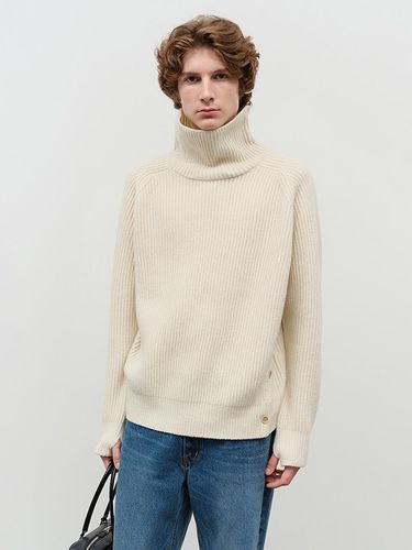 UNISEX BUTTONED TURTLENECK SWEATER CREAM_M_UDSW4D1 - Dunst for MEN - Modalova