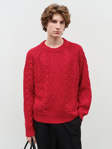 Unisex Classic Cable Knit Fisherman Sweater [Red] - Dunst for MEN - Modalova