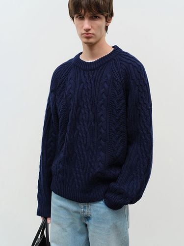 Unisex Classic Cable Knit Wool Blend Sweater [Navy] (UDSW4D122N2) - Dunst for MEN - Modalova