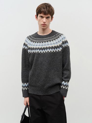 Unisex Fair Isle Pure Wool Sweater [Charcoal Grey] (UDSW4D136CG) - Dunst for MEN - Modalova