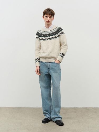 Unisex Fair Isle Pure Wool Sweater [Light Brown Melange] (UDSW4D136I1) - Dunst for MEN - Modalova