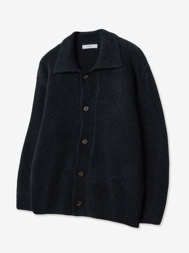 Wool Boucl Oversized Collar Cardigan [Black] - V2 - Modalova