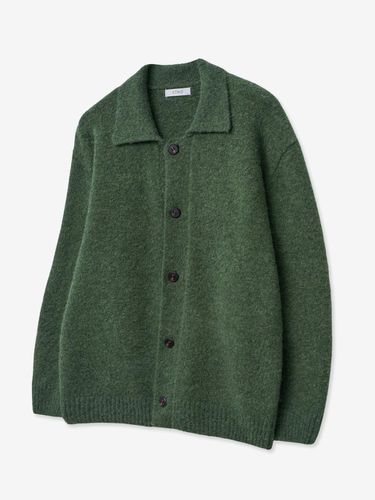 Wool Boucl Oversized Collar Cardigan [Green] - V2 - Modalova