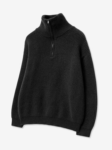 Soft Wool Brushed Half-Zip Knit [Black] - V2 - Modalova