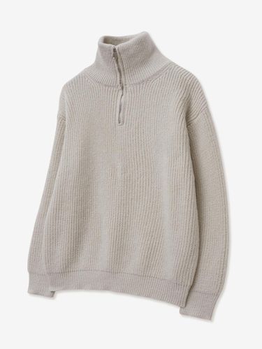 Soft Wool Brushed Half-Zip Overfit Knit [Cream] - V2 - Modalova