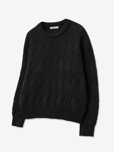 Daily Washable Soft Argyle Overfit Knit [Black] - V2 - Modalova