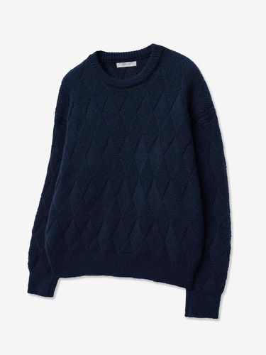 Daily Washable Soft Argyle Overfit Knit [Navy] - V2 - Modalova