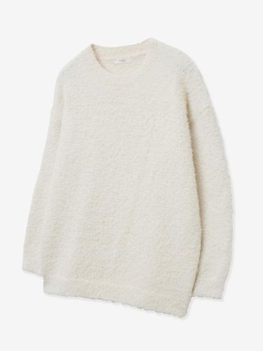 Wool Boucl Cable Knit Round Neck Pullover [Cream] - V2 - Modalova