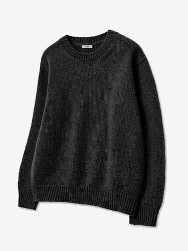 Soft Wool Round Neck Oversized Cable Knit [Black] - V2 - Modalova