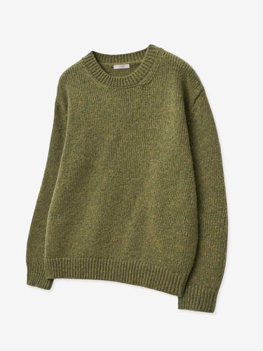 Soft Wool Round Neck Cable Knit [Green] - V2 - Modalova