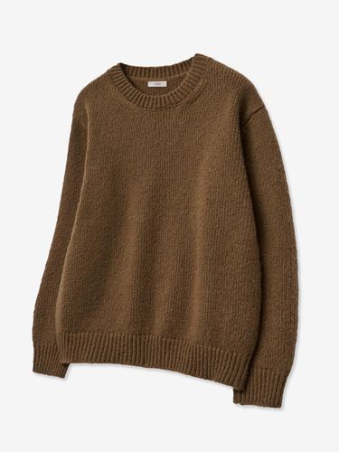 Soft Wool Round Neck Cable Knit [Brown] - V2 - Modalova