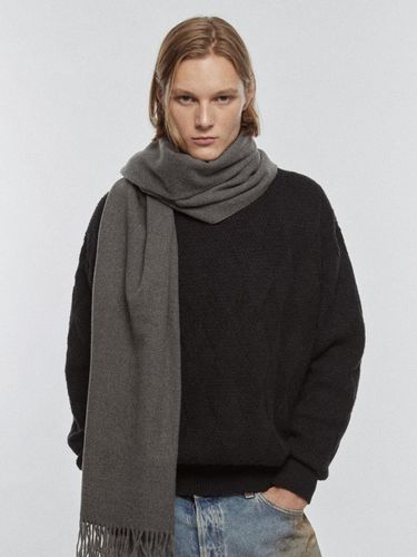 Wool Blend Soft Basic Muffler [Charcoal] - V2 - Modalova