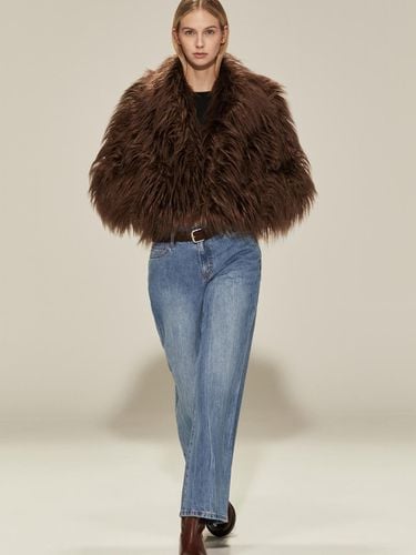 Single-breasted Long-length Faux Fur Jacket [Brown] - RIDIFI - Modalova