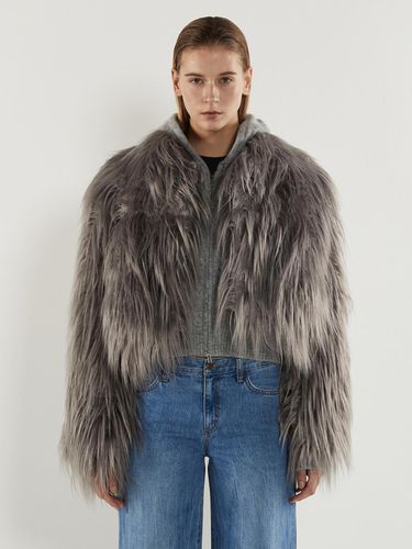 Single-breasted Luxurious Fur Jacket [Dark Grey] - RIDIFI - Modalova