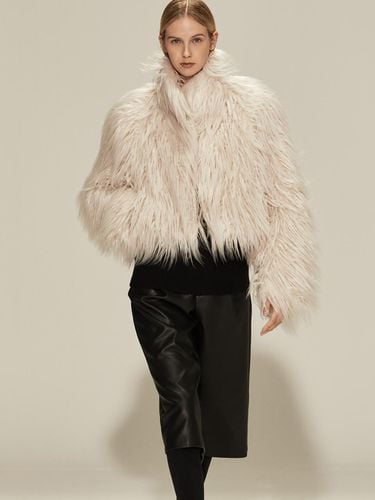 Single-breasted Notched Lapel Fur Jacket [Beige] - RIDIFI - Modalova