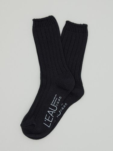 Cotton Ribbed Premium Socks [Black] - L’EAU - Modalova