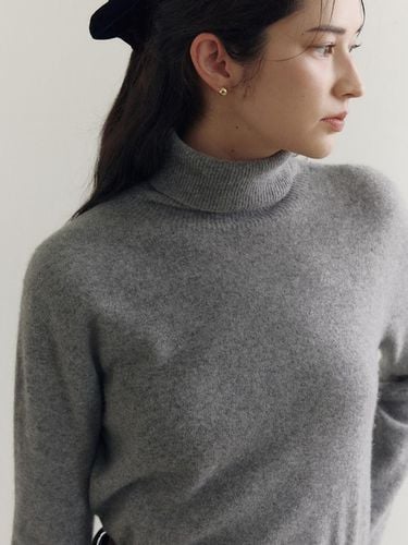 Cashmere Merino Wool Turtleneck Knit [Gray//Black] - Fabricology - Modalova