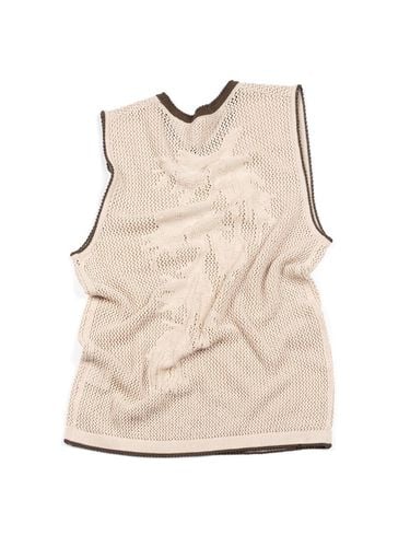 Fruit Pattern Mesh Cotton-Acrylic Vest [Beige] - IOEDLE - Modalova