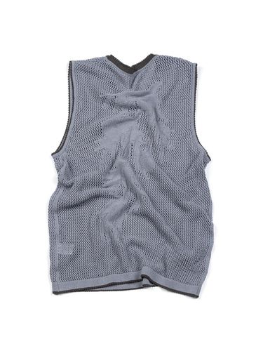 Berry Leaf Pattern Mesh Vintage Vest [Sky Blue] - IOEDLE - Modalova