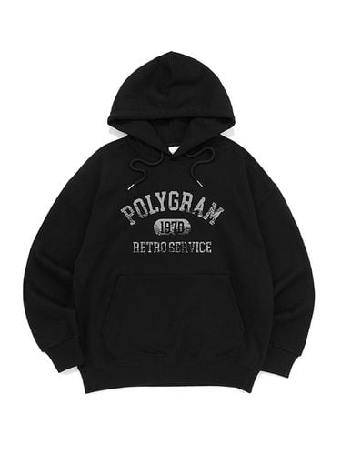 Vintage Loose Fit Cotton Blend Hoodie [Black] - POLYGRAM - Modalova