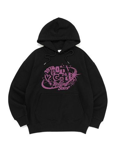 Vintage Loose Fit Cotton-Poly Hoodie [Black] - POLYGRAM - Modalova