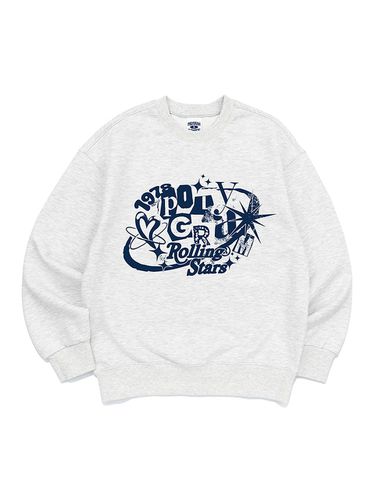 Cotton-Poly Loose Fit Star Graphic Sweatshirt [Light Melange] - POLYGRAM - Modalova